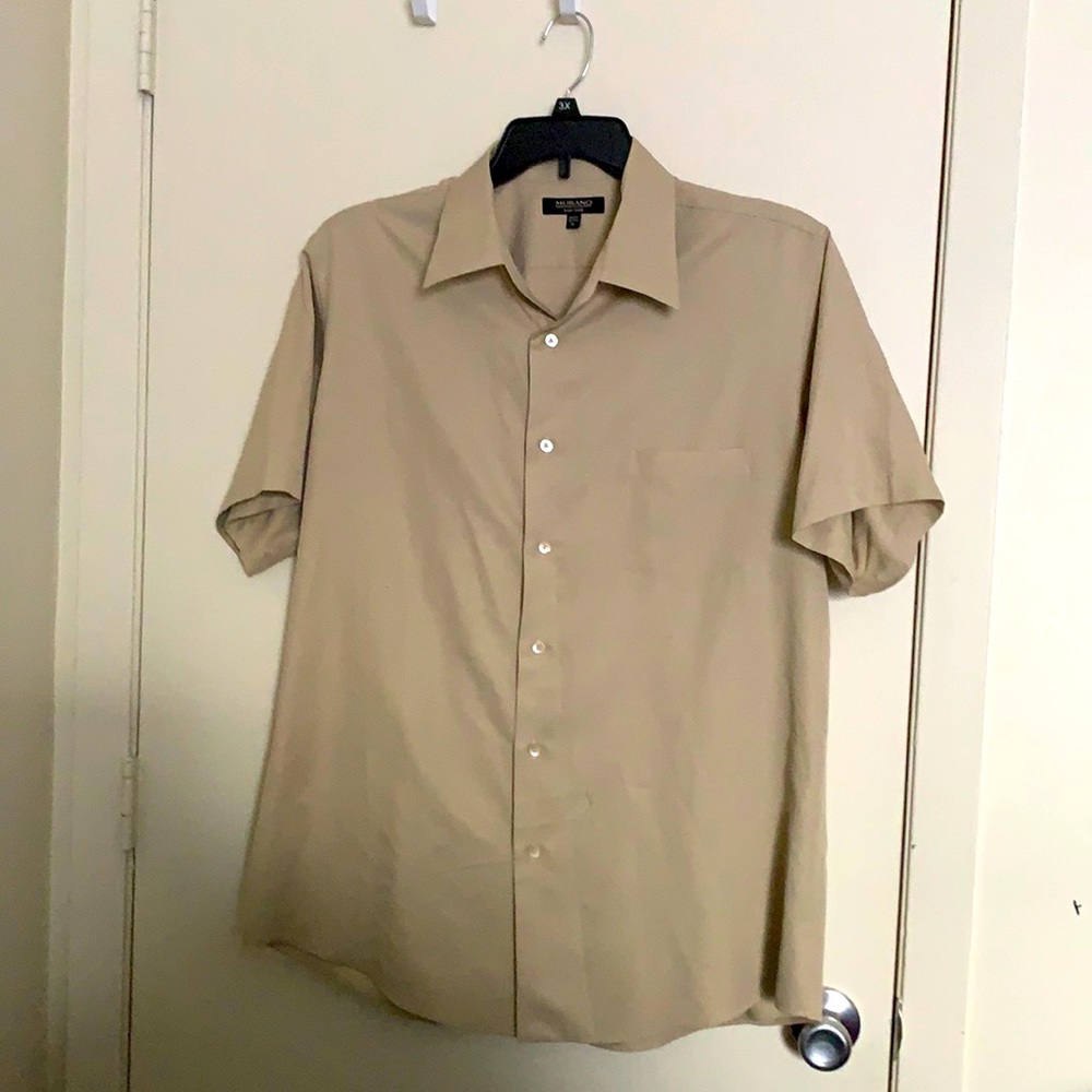 MURANO Men's Button Shirt Short Sleeve XL pre owned easy care